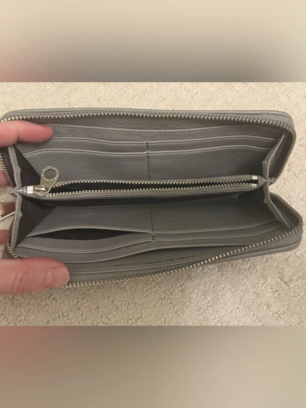 Marc by Marc Jacobs Grey Pebbled Leather Zip Wallet